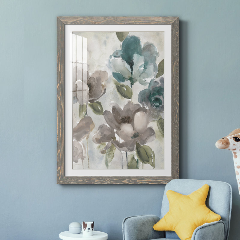 Topaz Garden II - peinture encadrée, H 44 po x l 31 po x P 1 po, Encadré gris