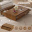 Table basse moderne en bois massif 47,2 po avec tiroirs de rangement cachés