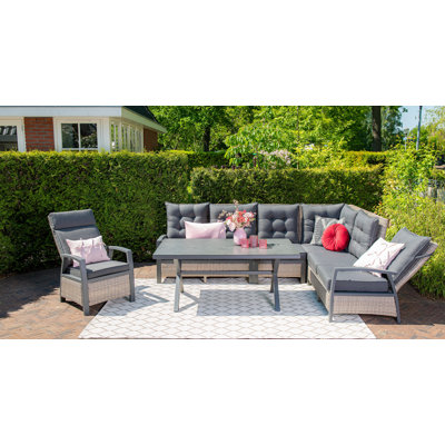 Treece Aluminum 6 - Piece Sectional Sofa Set with Cushions