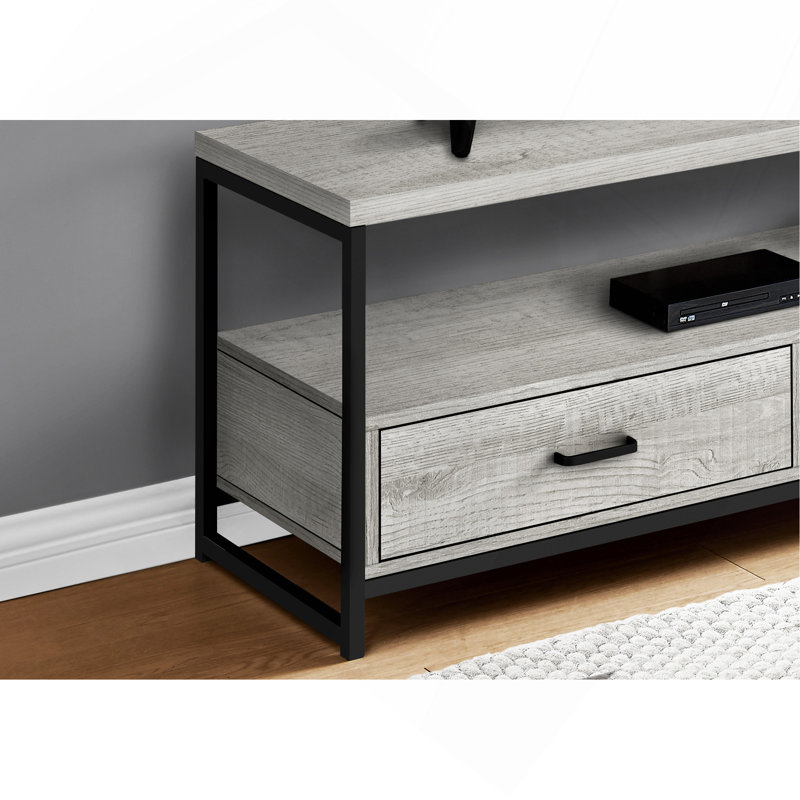 Meuble télé 48 po avec cadre en métal noir, l 46,96 po x P 15,09 po x H 19,47 po, Gray