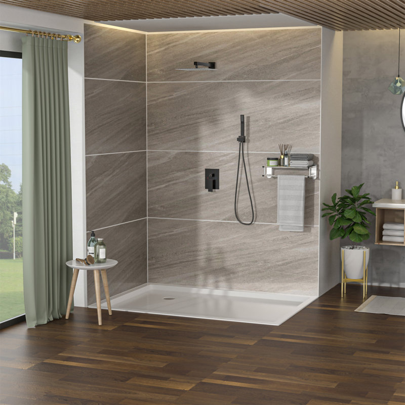 Pomme de douche double - Système de douche carré mural de 12 pouces avec valve brute, Bronze frotté à l'huile