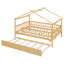 Lits de maison en bois peu encombrants avec lit gigogne, finition naturelle pour les enfants