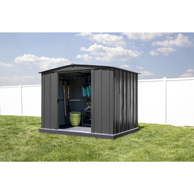 8 ft. x 6 ft. Charcoal Galvanized Steel Storage Shed Kit