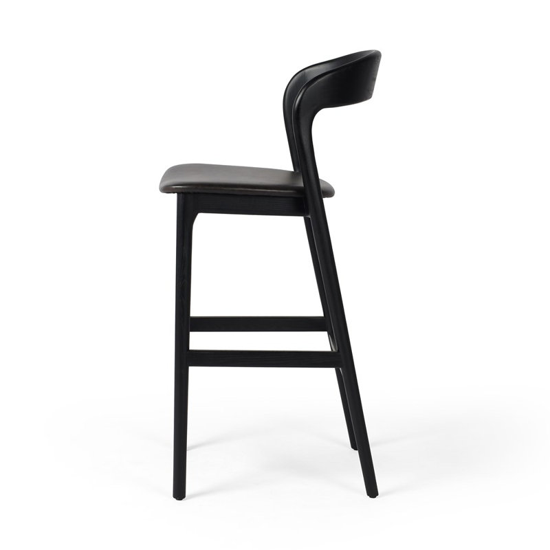 Amare Stool, Bar Stool (30.5" Seat Height), Sonoma Black Genuine Leather/Black