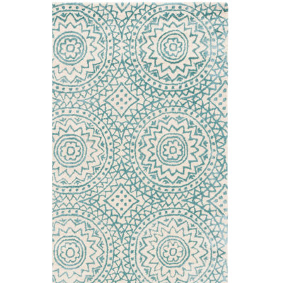 Tapis floral en viscose et laine touffetée à la main Rudra