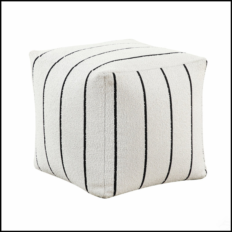 Pouf carré moderne en tissu jacquard blanc cassé, repose-pieds antidérapant pour une assise confortable et un décor élégant, fauteuil à billes 1pc