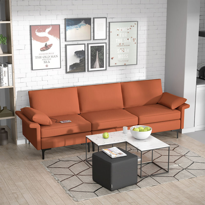 Latoyah 100.5'' Sofa, Army Green Cotton