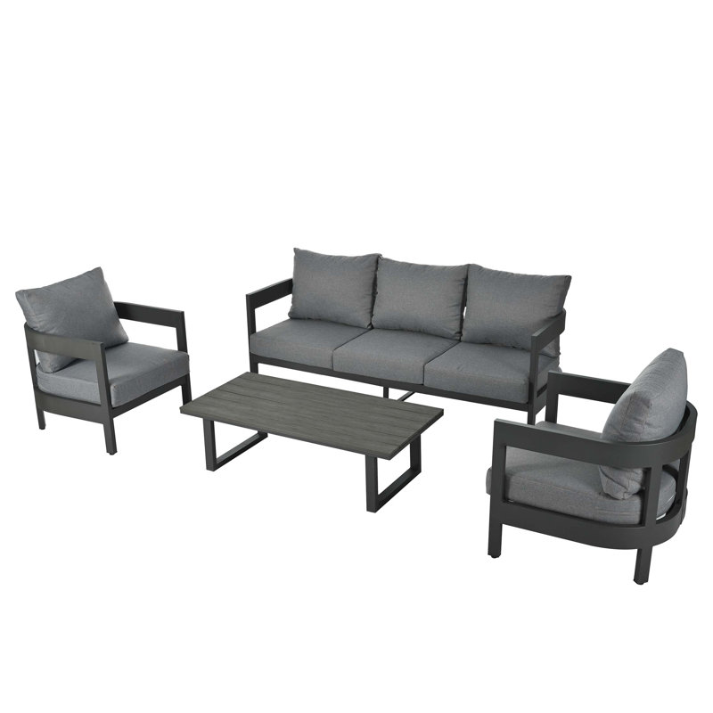Ensemble de sièges d'extérieur de haute qualité avec des coussins épais pour un confort ultime, parfait pour les pelouses, les patios et la piscine