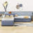 Twin Size 2 Drawers Upholstered L-shaped Platform Beds with Trundle