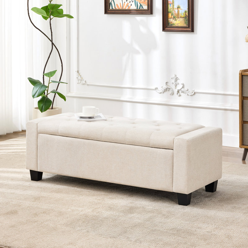 Banc avec repose-pieds 48,4 po avec rangement, Beige