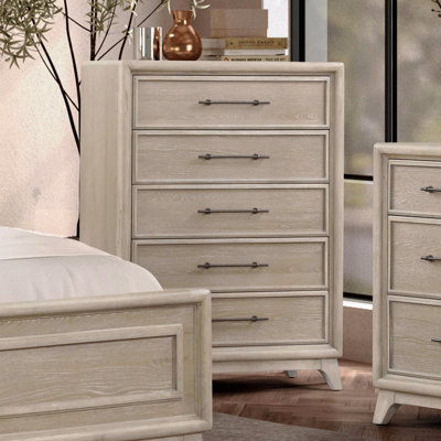 Transitional Style 1Pc Chest Metal Handle Angled Legs English Dovetail Drawers Ball Bearing Glides