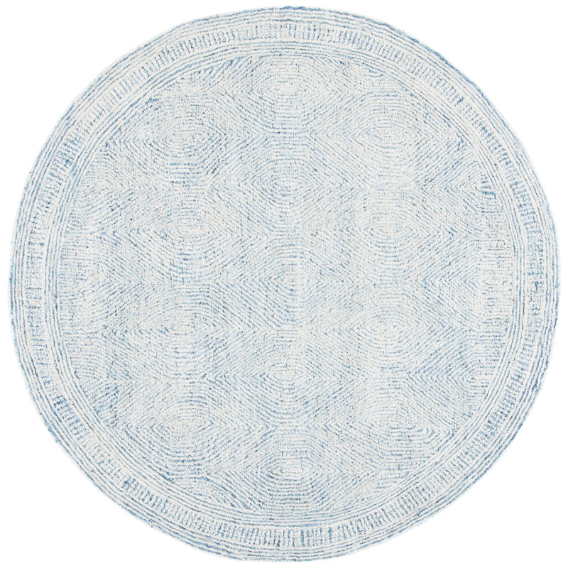 Cole Hand Tufted Wool Rug, Round 10', Blue/Ivory