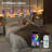 Queen Size Headboard with Storage, LED RGB Lights, USB and AC Charging Ports, Bookcase Shelves, Hidden Storage, Baseboard Groove Design-762062730-762062728