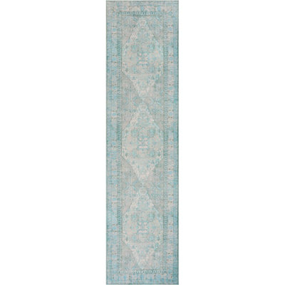 Nile Vintage Medallion Flatweave Green Area Rug
