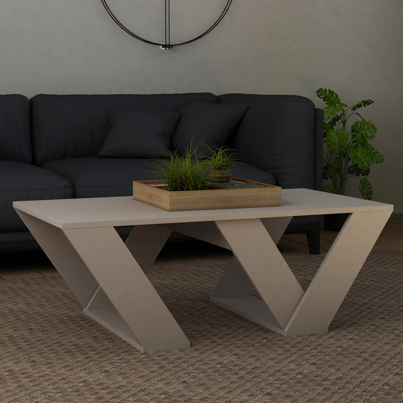 Aiysha Cross Legs Coffee Table, Light Mocha