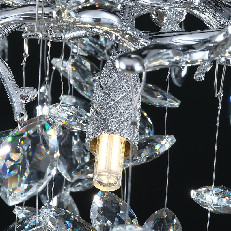 Lustre linéaire en cristal 39 po, Argent argent