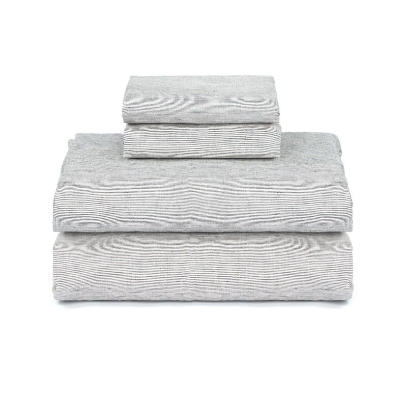 Twin Shadow Pinstripe French Linen Sheet Set