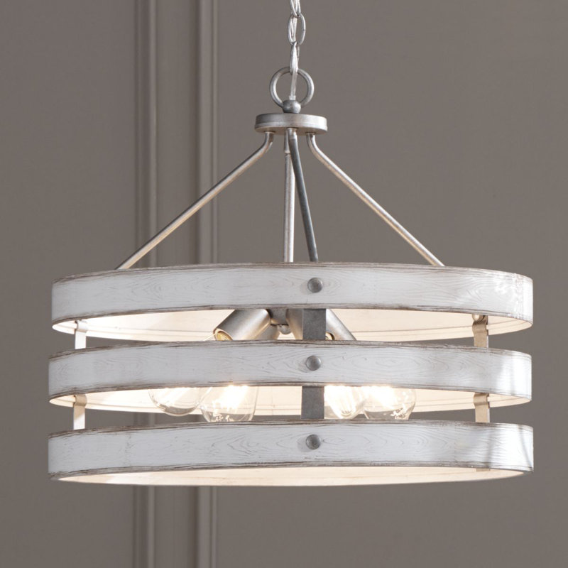 Lustre cylindrique unique à 4 lumières Avantay, Galvanisé