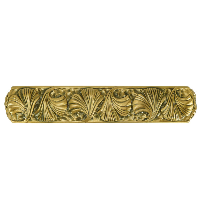 ARTS & CRAFT GINKGO 3-1/2" CENTER TO CENTER PULL IN MUSEUM GOLD PLATE, Gold