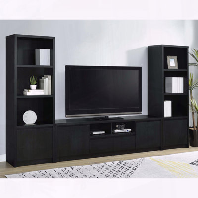Meuble audio-vidéo noir à 3 tablettes