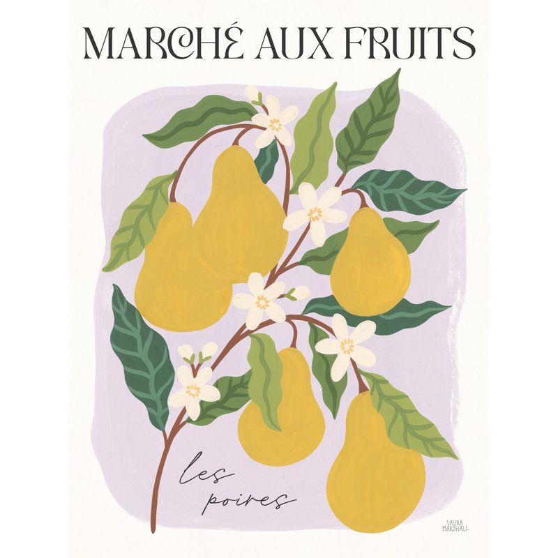 «Marche aux fruits III» par Laura Marshall, H 16 po x l 12 po, Non, Toile tendue