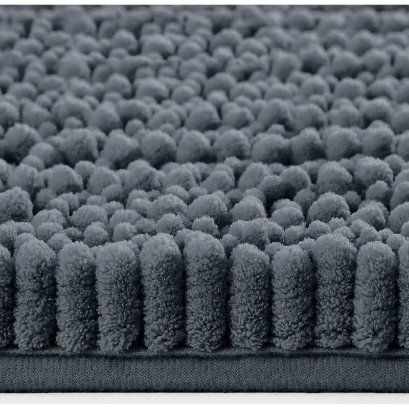 Très grand tapis de salle de bain douillet en chenille, Gris