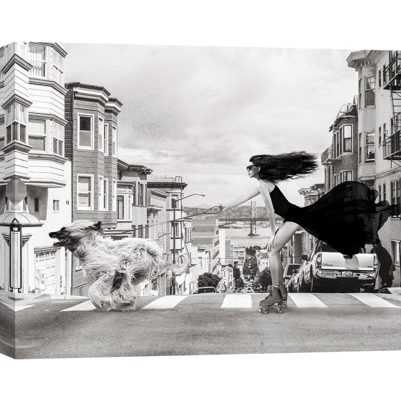 3AP6140 Skating In San Francisco by Julian Lauren - Wrapped Canvas Art Prints, 50cm H x 70cm W x 4cm D