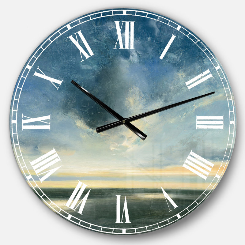 Blue Coastal Sunrise - Horloge murale traditionnelle, Grand