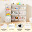 Bibliothèque et rangement pour jouets pour enfants, bibliothèque en bois avec 4 petites boîtes et 4 grandes boîtes