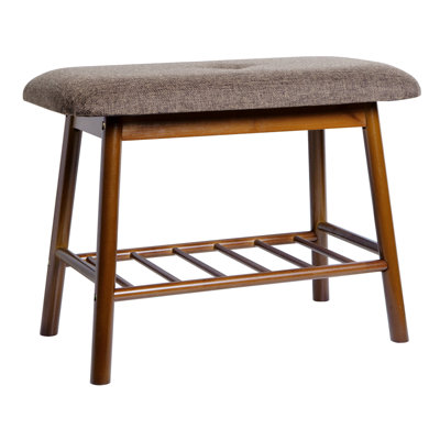Upholstered Wood Entryway Shoe Storage Bench