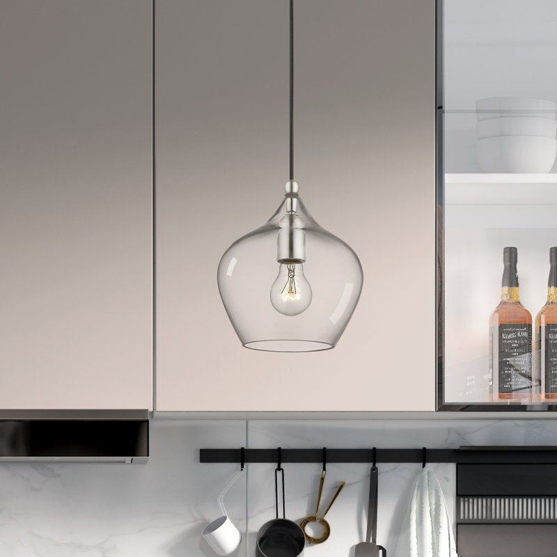 Luminaire suspendu géométrique à 1 lumière Neo, Nickel brossé