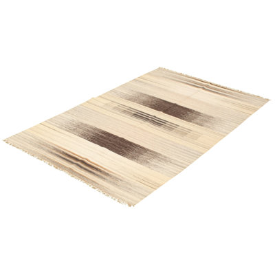 Tapis de style ivoire en laine tissé à plat à la main à motif oriental Varshini