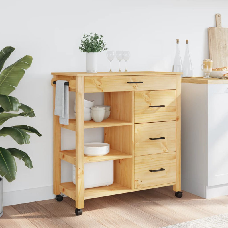Kitchen Serving Cart, Honey