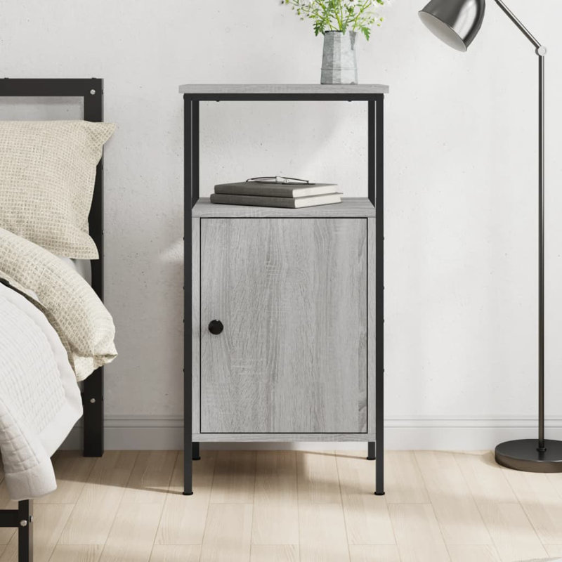 Hedger 41cm W Iron Bedside Table, Grey Sonoma, Individual
