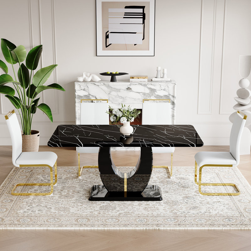 Ensemble de table de salle à manger, 5, Blanc