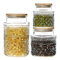 Thyme & Table Geometric Glass Storage Jars, 3-Piece Set