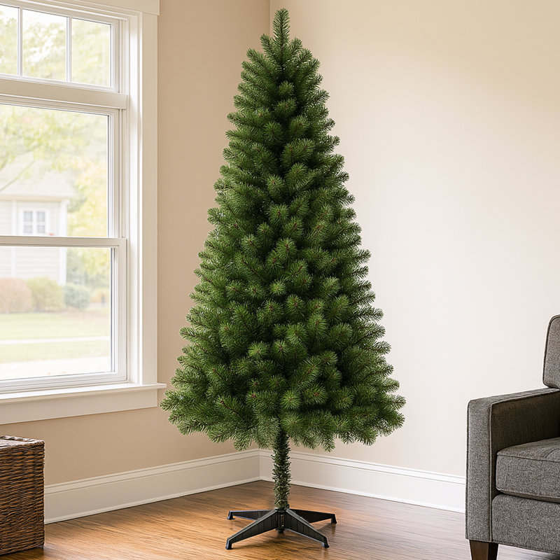 Arbre artificiel de 6 pi avec 490 pointes, support à 4 pieds, installation facile, idéal pour les dortoirs de Noël, branches pleines, ignifuge en plastique, pour personnaliser l'intérieur