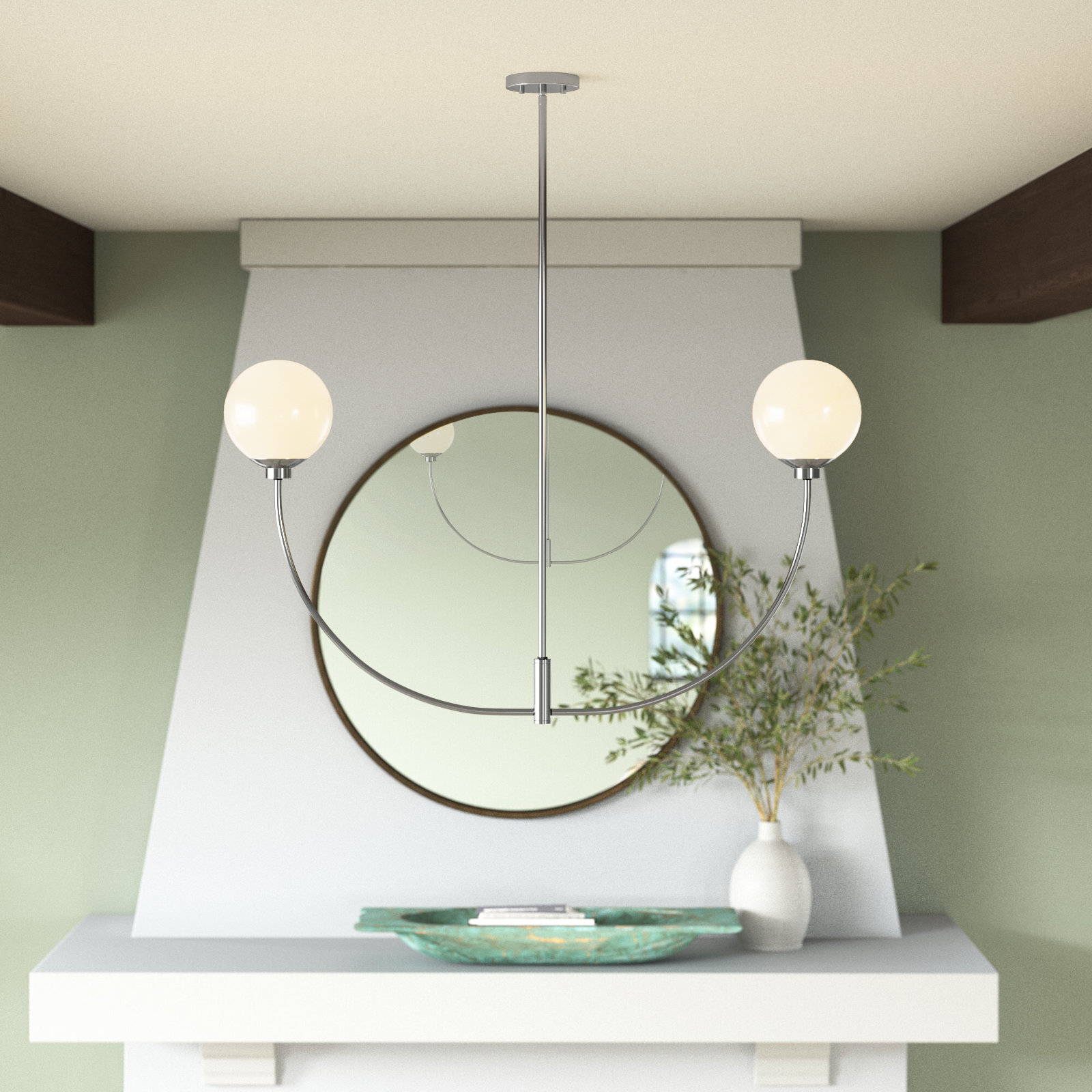 Kyle 2 - Light Metal Chandelier, Chrome, 24" H x 42" W x 7" D