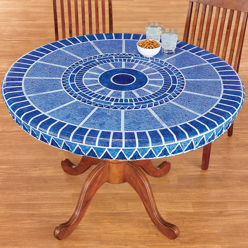 Housses de table en mosaïque extensible, Mosaïque bleue