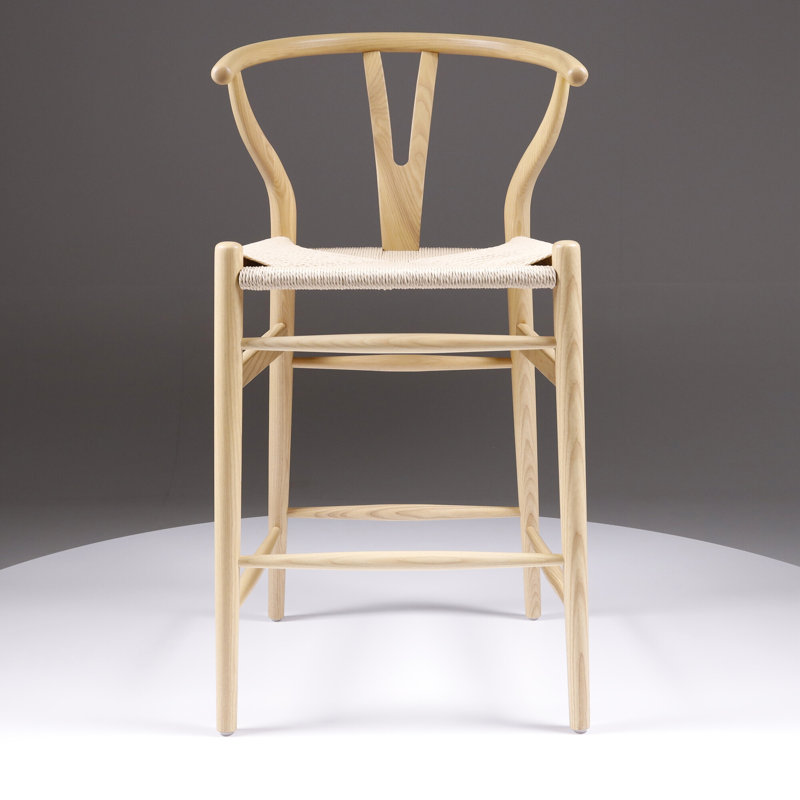 Leonidas Counter Stool with Solid Wood Frame, Natural