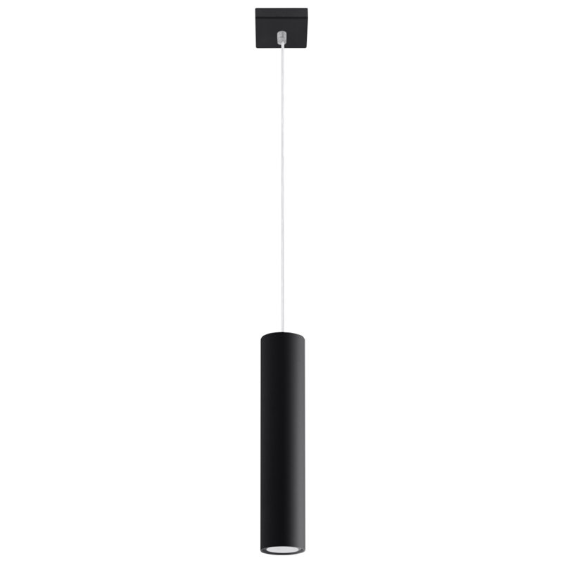 Jacky 1 - Light Black Cylinder Pendant, Black, 85cm x 8cm