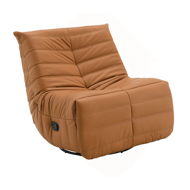 Talmon Orange Synthenic Leather Glider Recliner With Swivel
