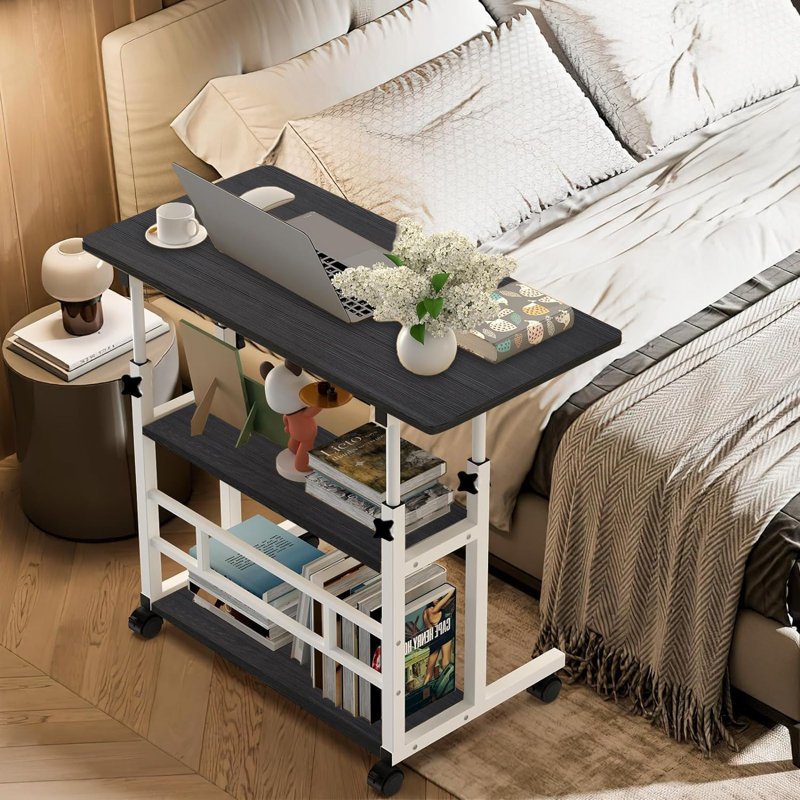 Meirion Computer Desk, Black/White, 25" H x 23.6" W x 15.7" D