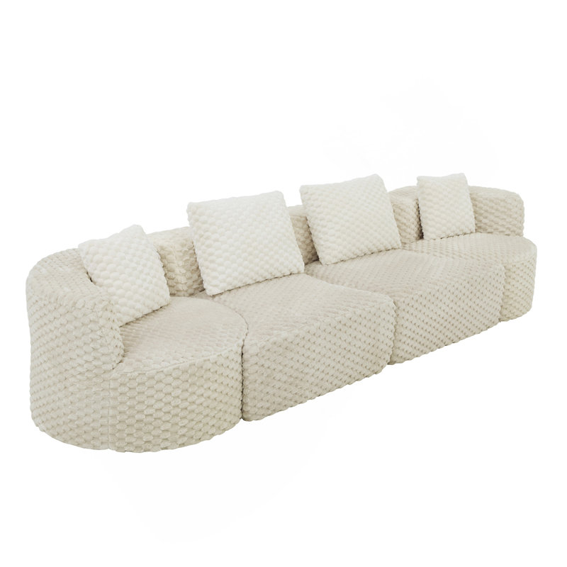 Canapé modulaire modulaire 137,8 po, Polyester gris, Gris