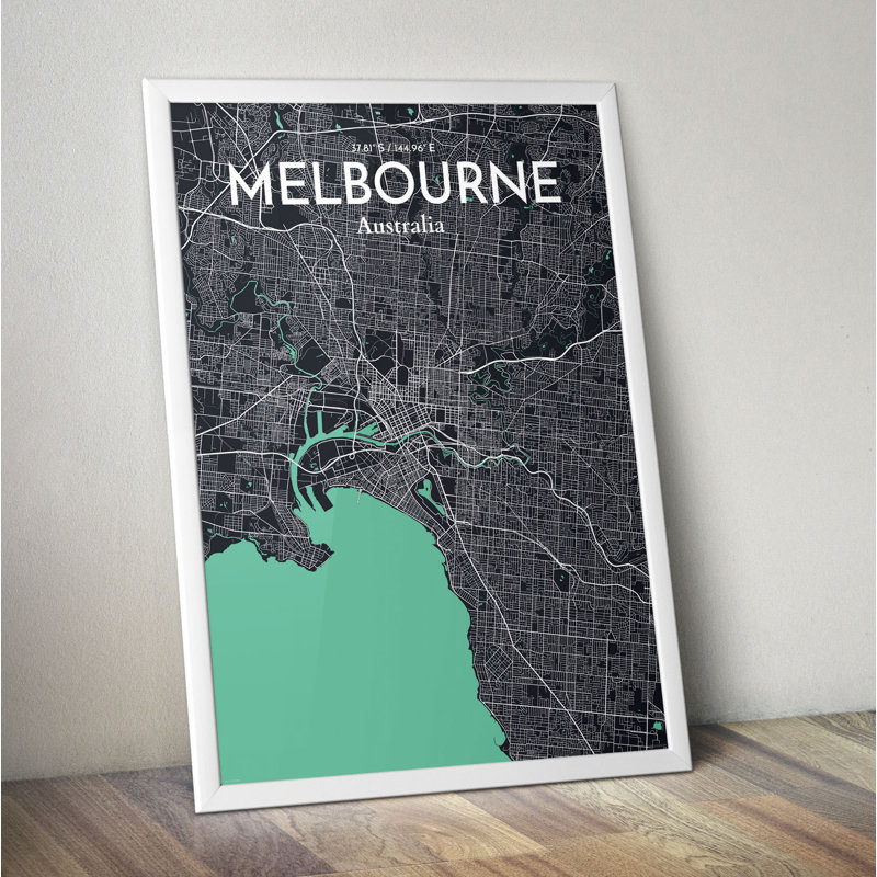 Melbourne City Map - No Frame Print, 43.2cm H x 27.9cm W x 0.1cm D