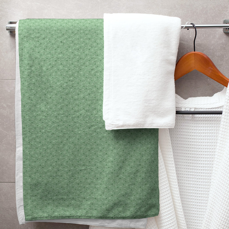 Serviette de bain hexagonale classique en treillis, Vert foncé