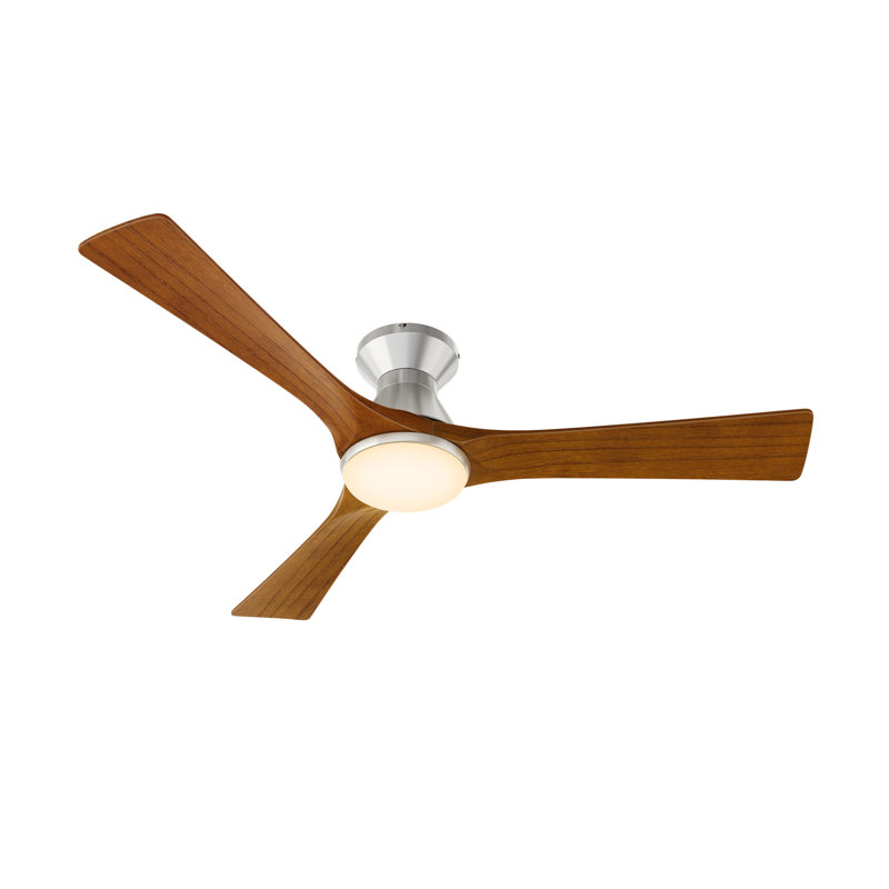52'' Ceiling Fan with LED Lights, Red Oak Wooden, Silver