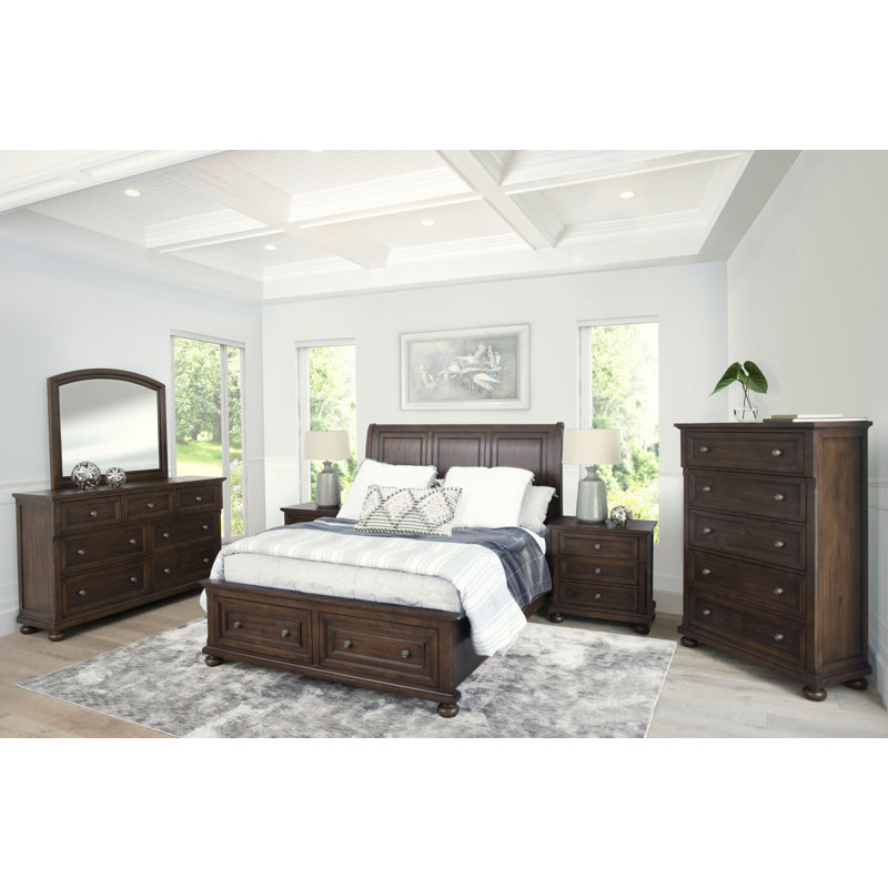 Perkin Solid Wood Piece Bedroom Set, King