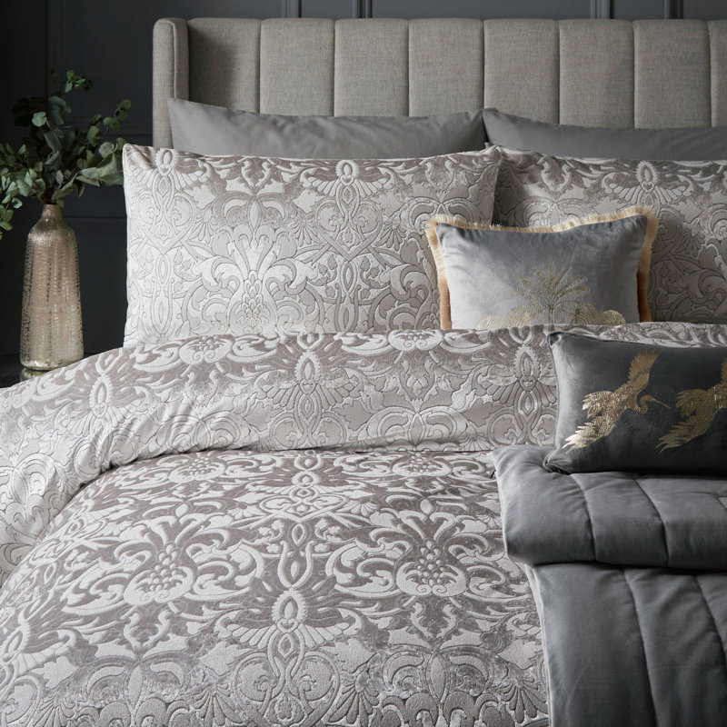 Polyester Duvet Set, Silver, Super King - 2 Standard Pillowcases