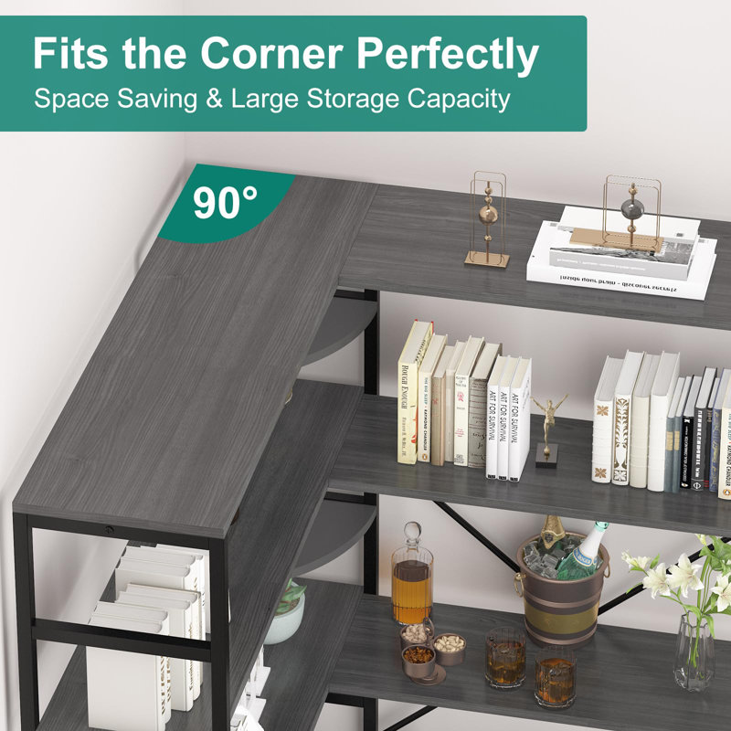 Cloudview Corner Bookcase, Gray